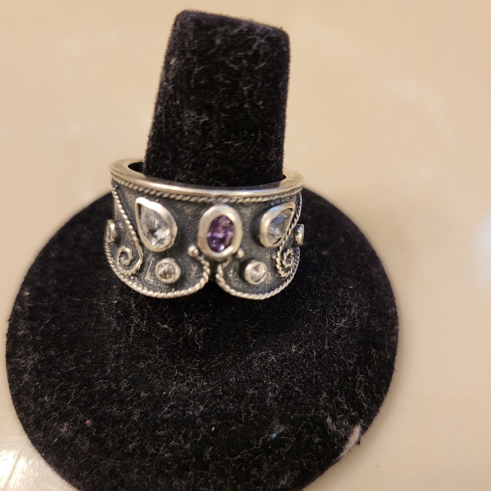 Sterling silver gemstones ring
